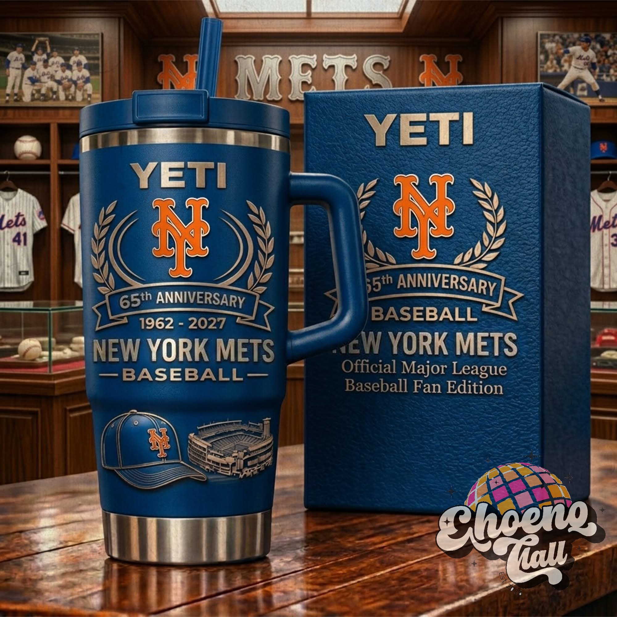 New York Mets 65th Anniversary 1962 - 2027 Yeti Tumbler - Front View