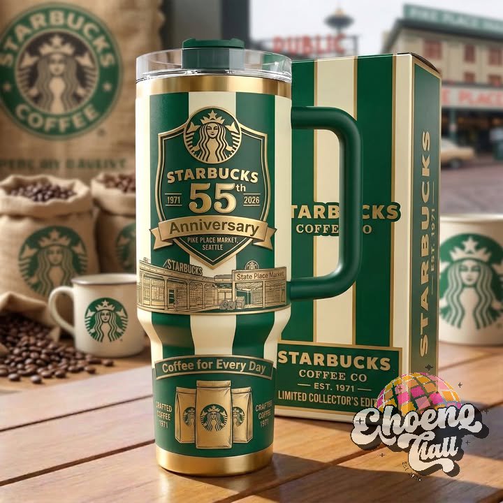 Starbucks 55th Anniversary Pike Place Market Tumbler With Handle - Front View
