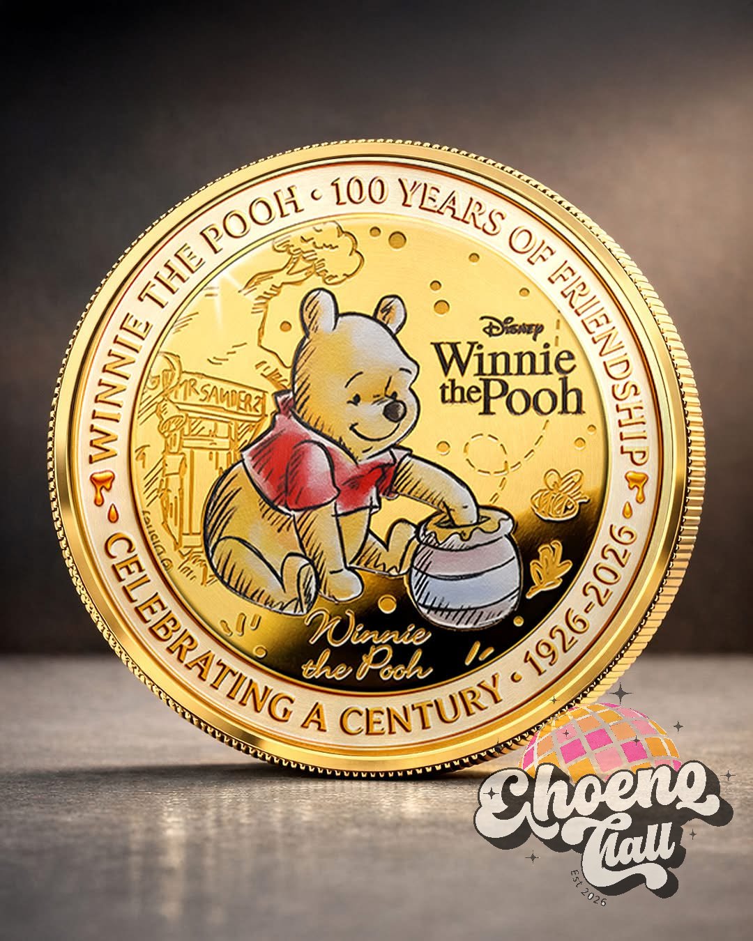 Winnie the Pooh 100th Anniversary 1926-2026 Commemorative Coin - Front View