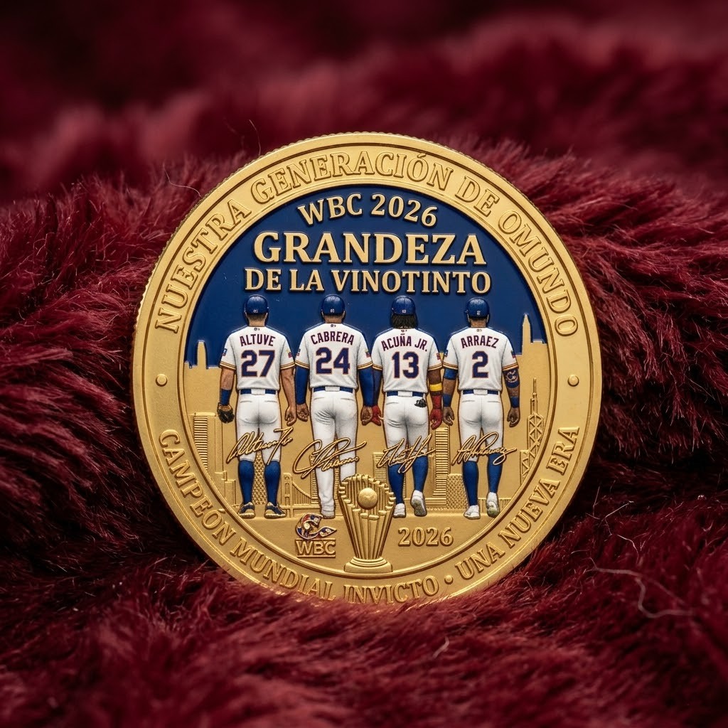 Venezuela Baseball WBC 2026 Champions Altuve Cabrera Acuña Jr Arraez Commemorative Coin - Detail View
