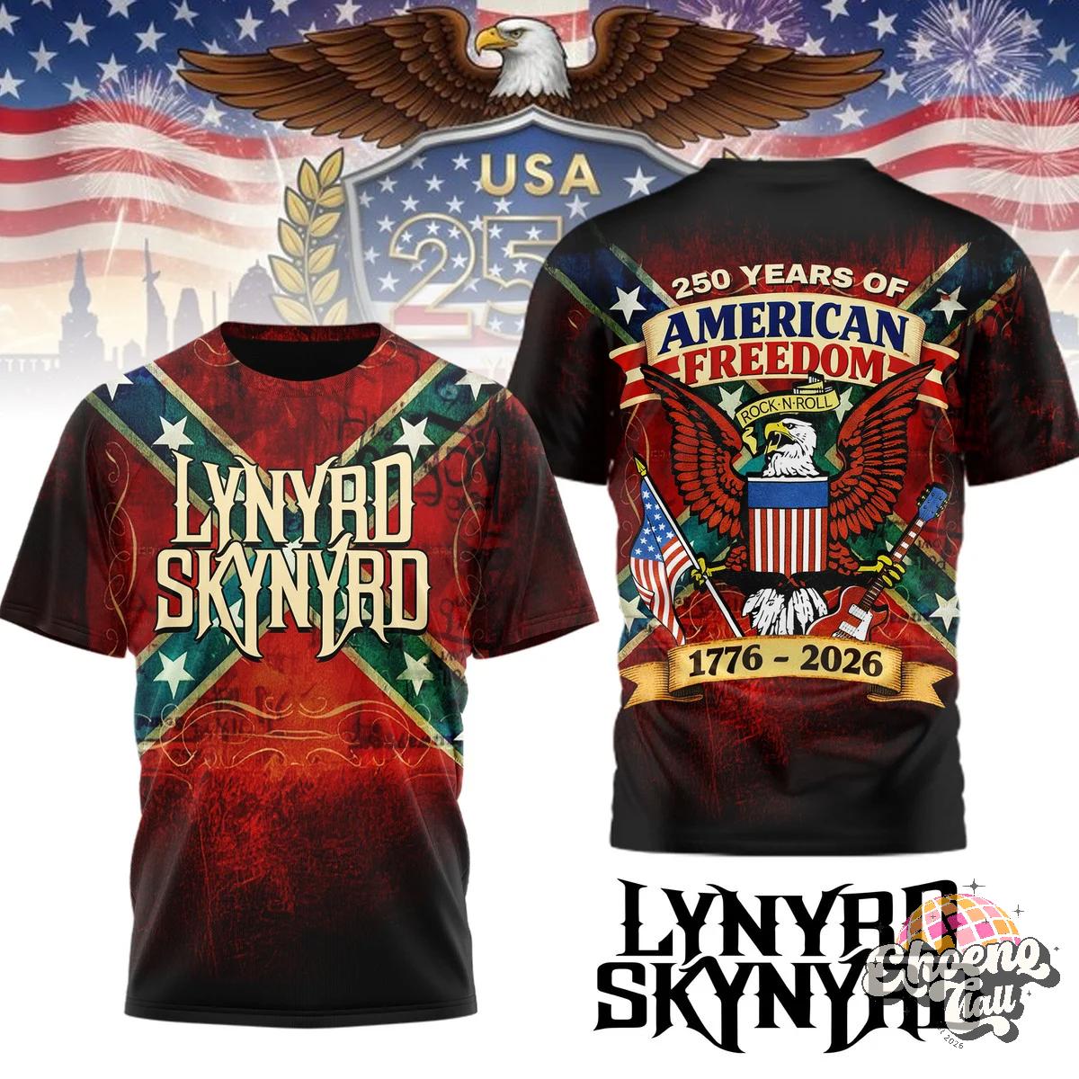 Lynyrd Skynyrd 250 Years of American Freedom 1776-2026 T-Shirt - Front View
