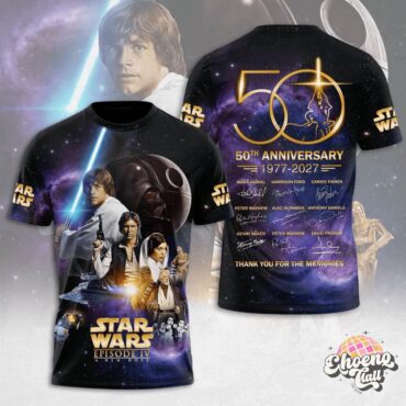Star Wars 50th Anniversary 1977-2027 Episode IV A New Hope Signatures T-Shirt