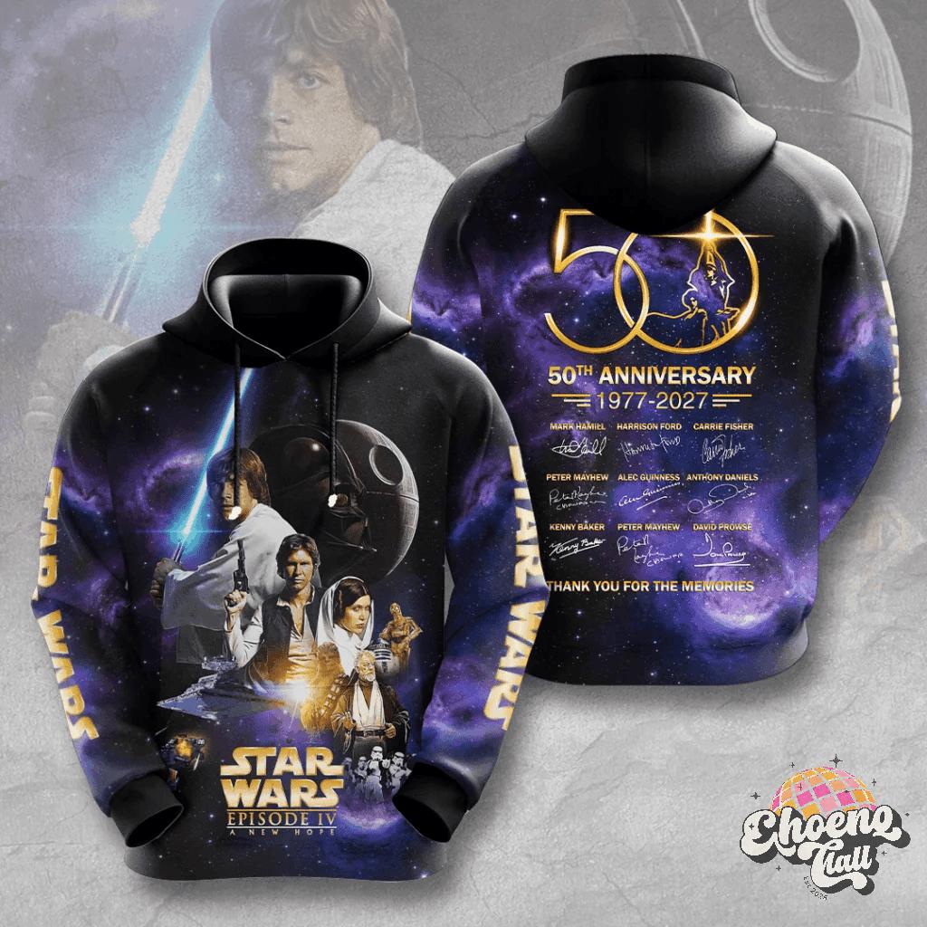 Star Wars Episode IV A New Hope 50th Anniversary 1977-2027 Hoodie - Front View