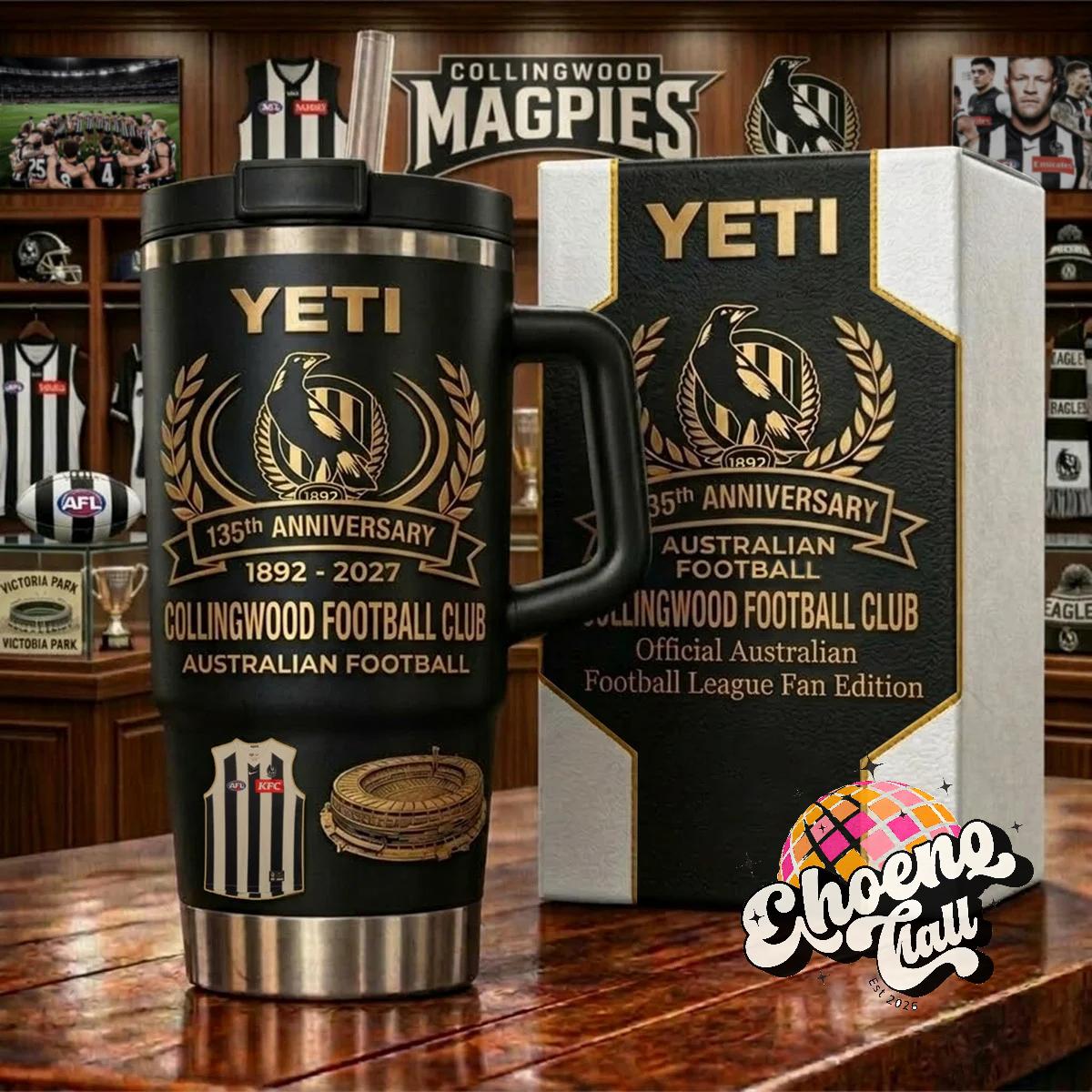 Collingwood Football Club 135th Anniversary 1892-2027 YETI Tumbler - Front View