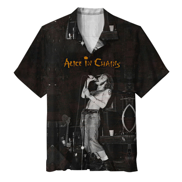 Alice in Chains Vintage Layne Staley Live Performance Hawaiian Shirt - Front View