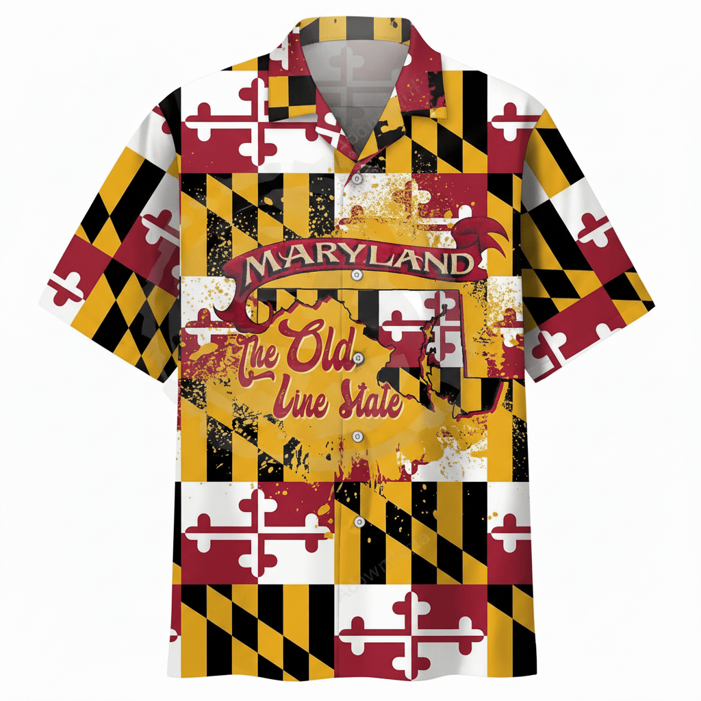 Maryland The Old Line State Flag Hawaiian Shirt - Front View