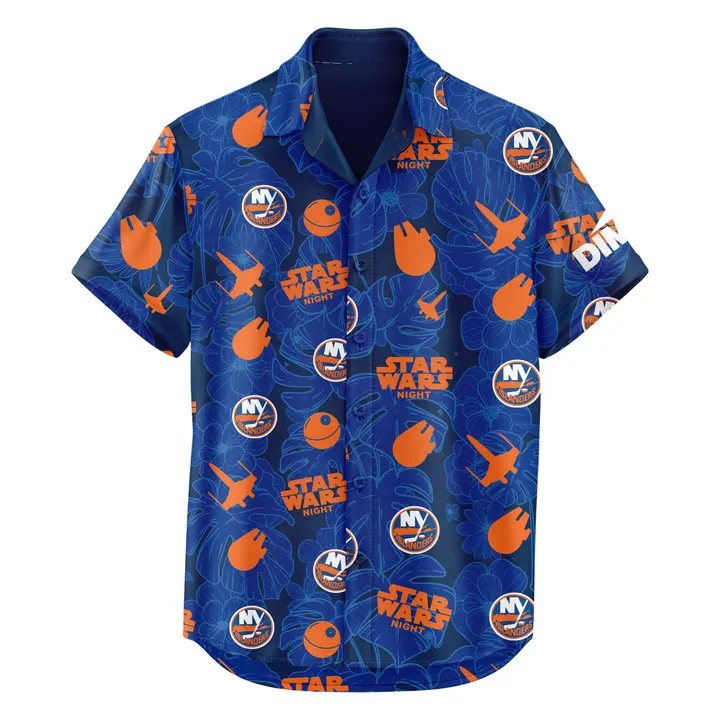 New York Islanders Star Wars Night Hawaiian Shirt - Detail View