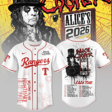 Alice Cooper Texas Rangers Alice's Attic 2026 Tour Baseball Jersey