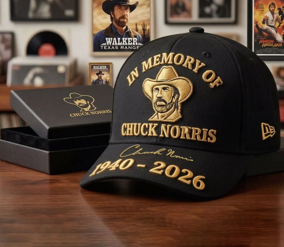 Chuck Norris In Memory Of 1940-2026 Baseball Cap - Front View