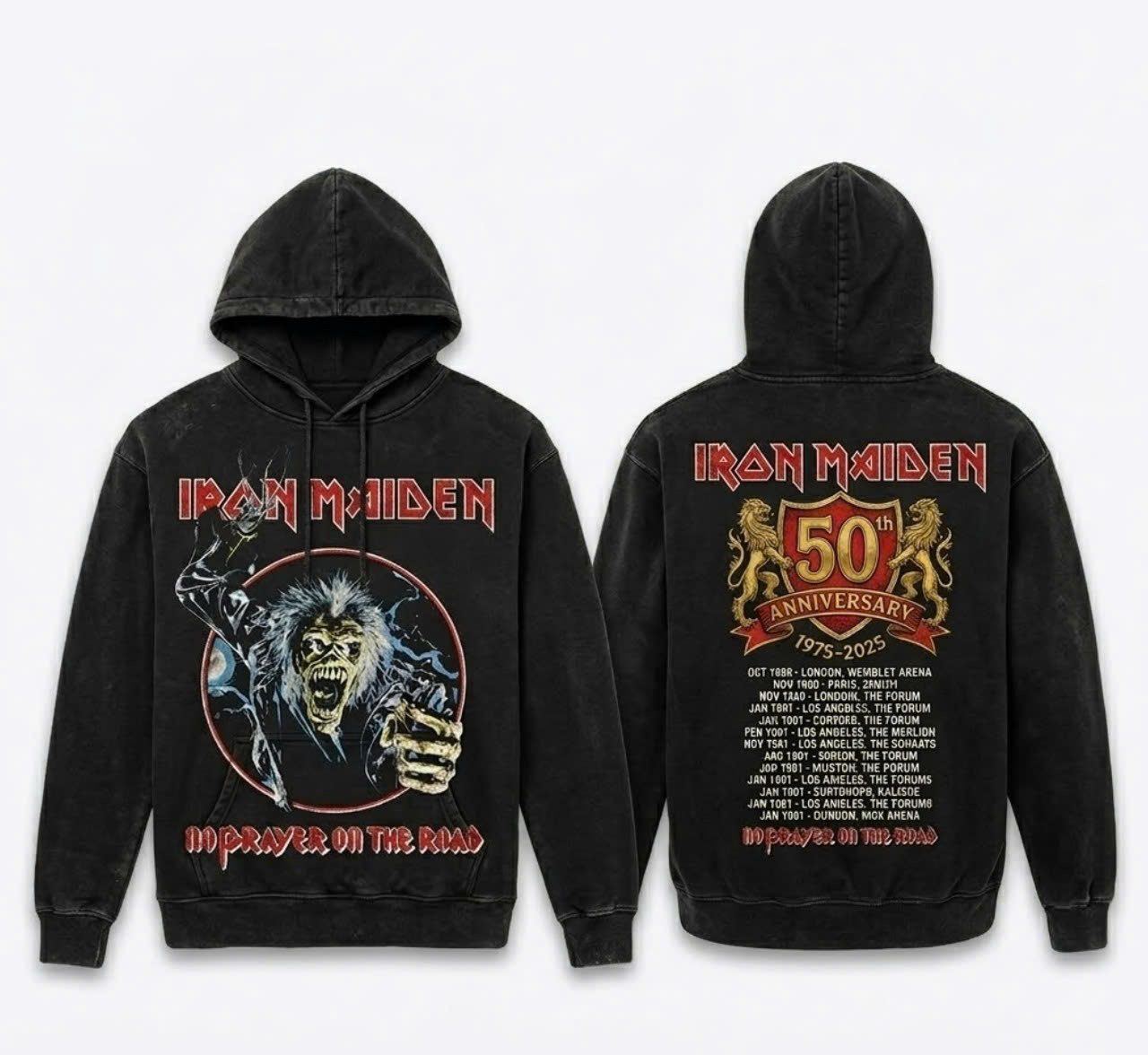 Iron Maiden 50th Anniversary No Prayer On The Road Hoodie - Detail View