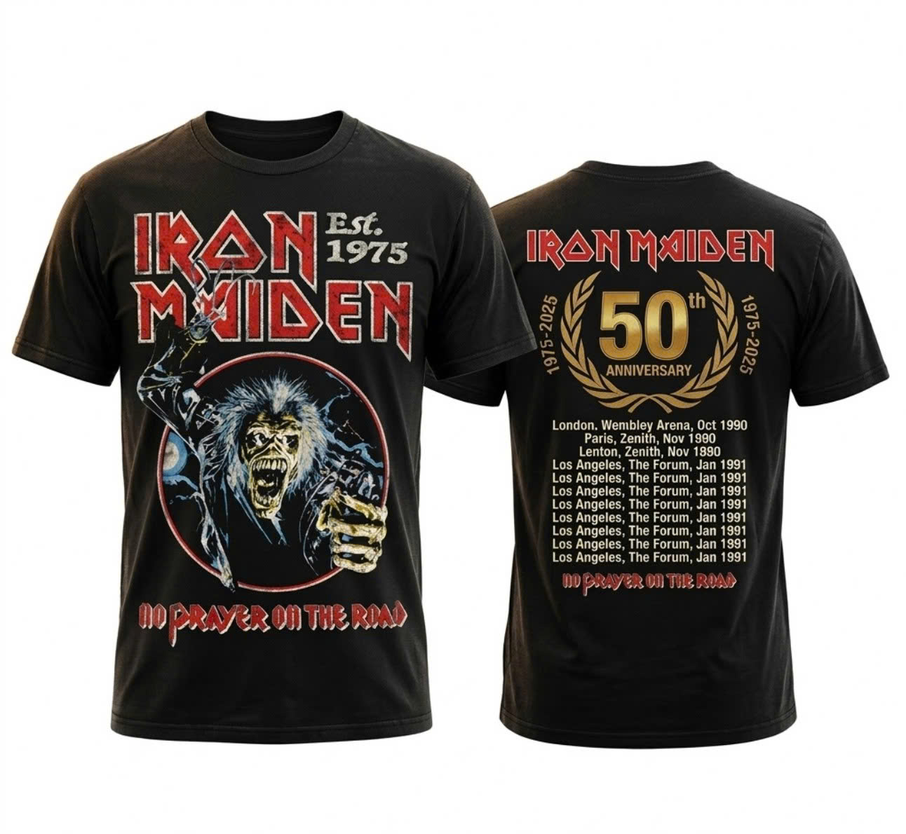 Iron Maiden 50th Anniversary No Prayer On The Road T-Shirt - Detail View