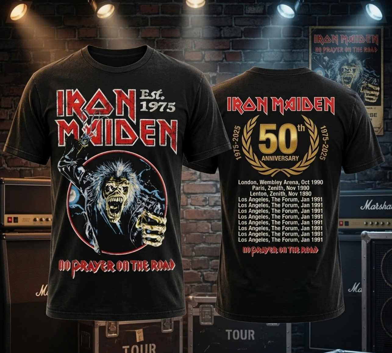 Iron Maiden 50th Anniversary No Prayer On The Road T-Shirt - Front View