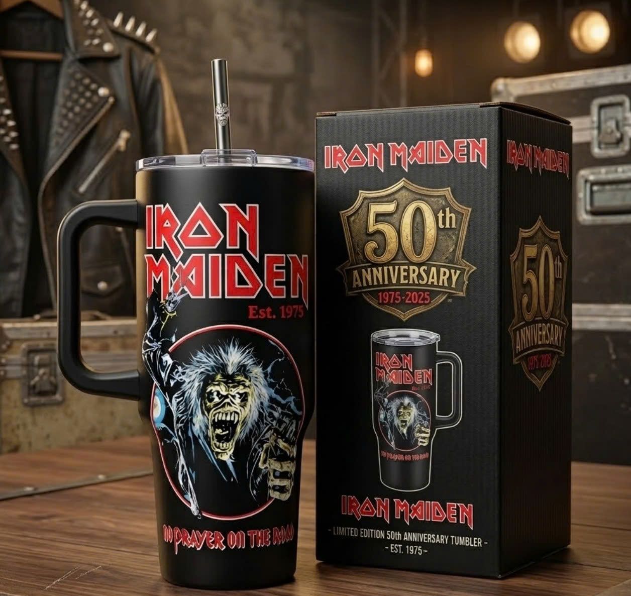 Iron Maiden 50th Anniversary No Prayer On The Road Tumbler - Detail View