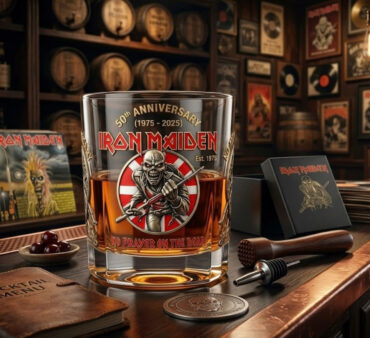 Iron Maiden 50th Anniversary No Prayer On The Road Whiskey Glass