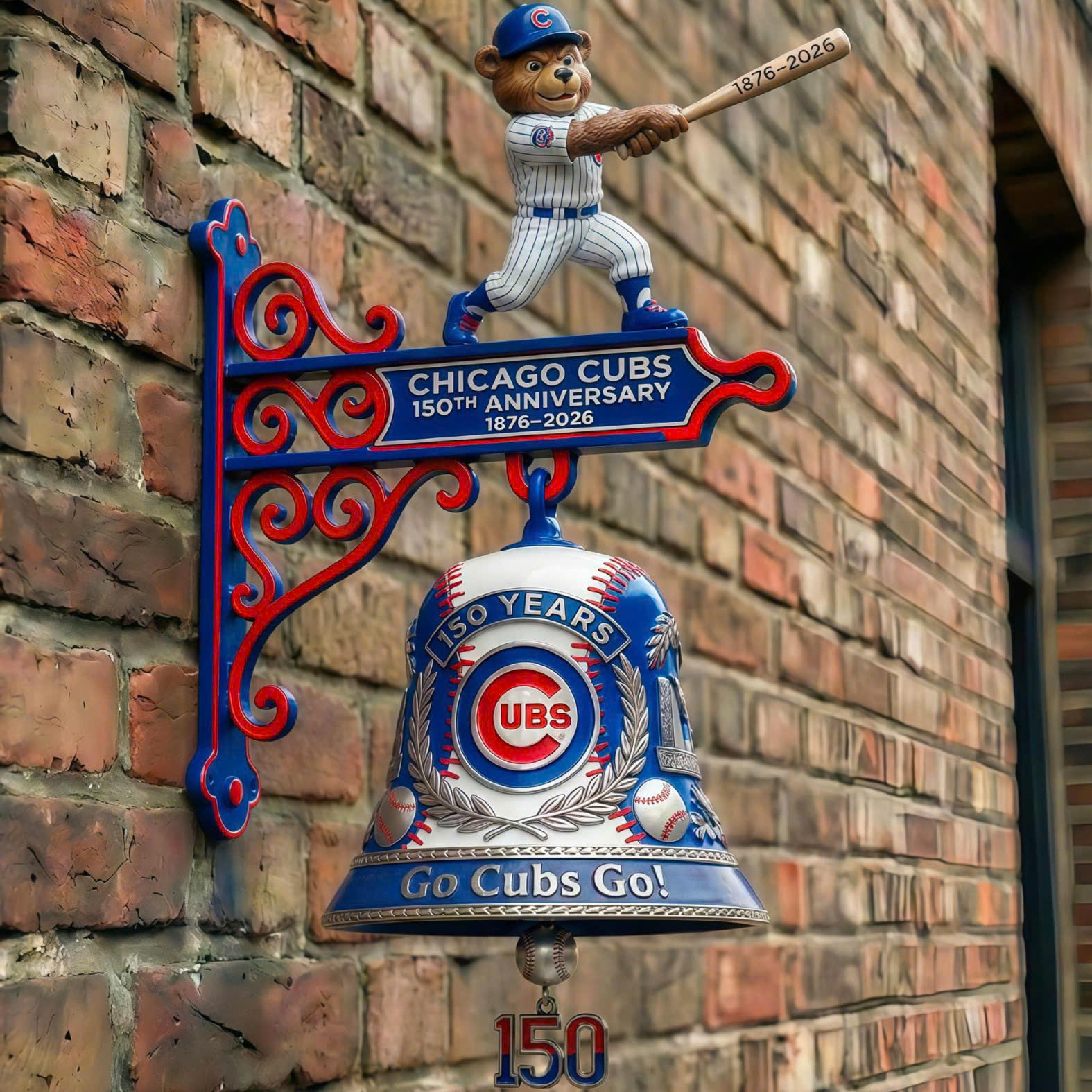 Chicago Cubs 150th Anniversary 1876-2026 Bell - Front View