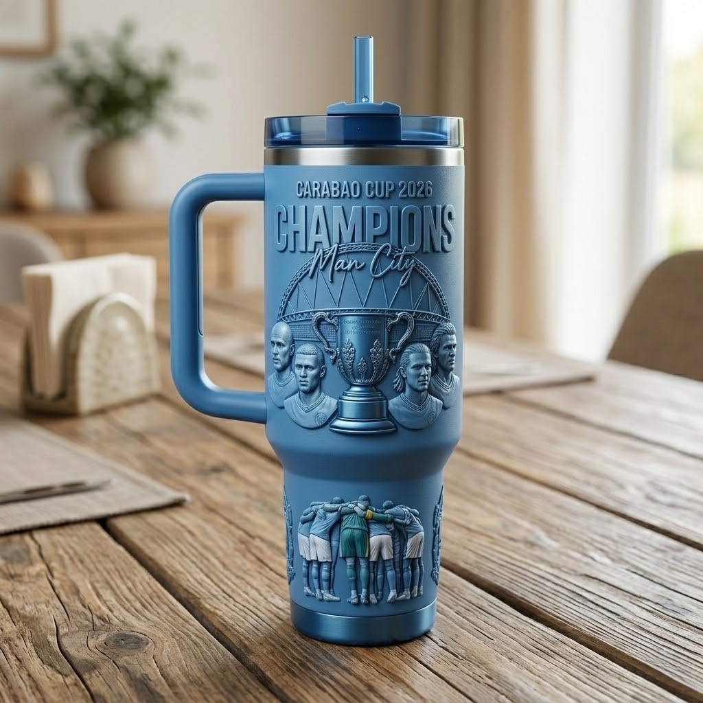 Manchester City Carabao Cup 2026 Champions Stanley Tumbler - Detail View