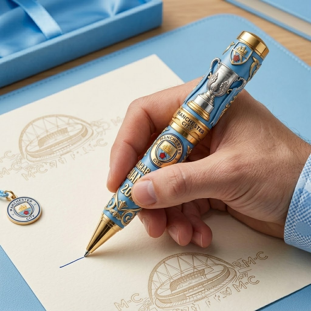 Manchester City Carabao Cup Champions 2026 Collectible Pen - Detail View