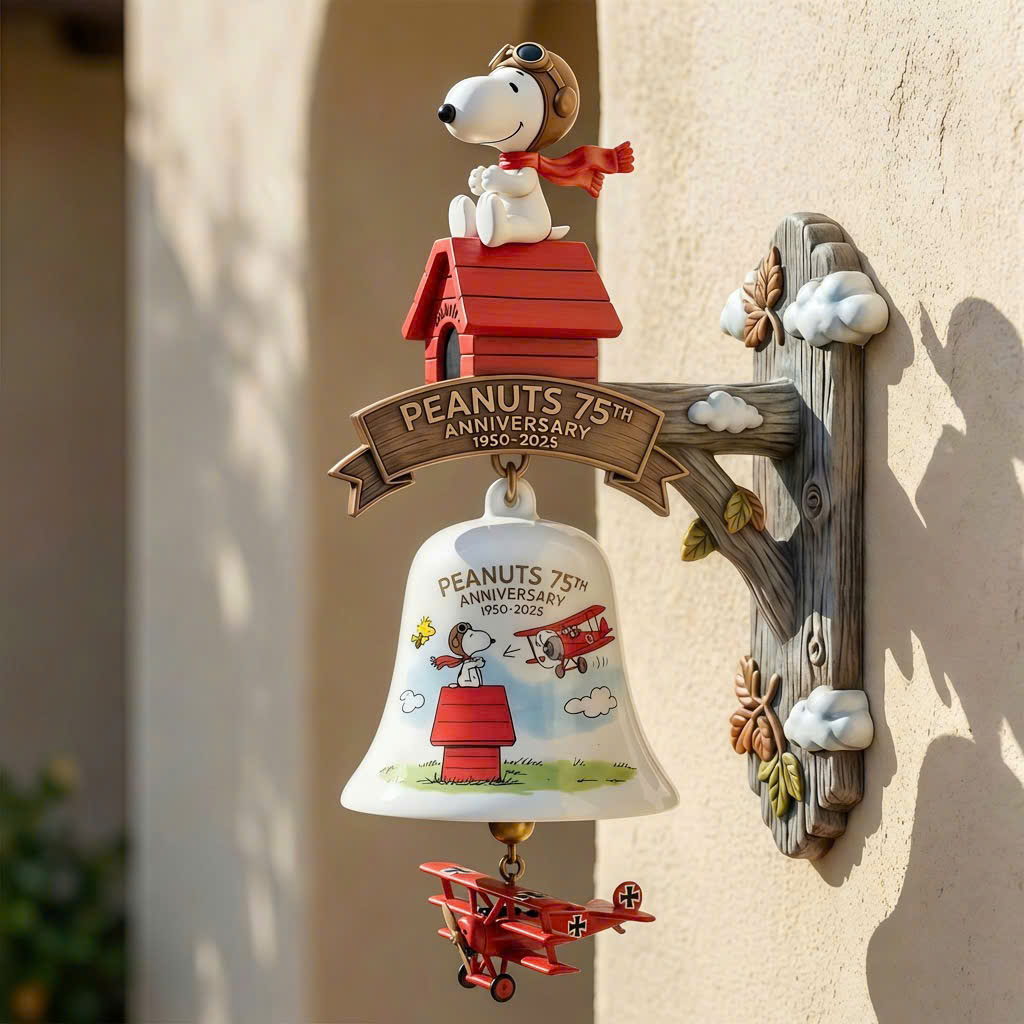 Peanuts 75th Anniversary 1950-2025 Flying Ace Wall Bell - Front View