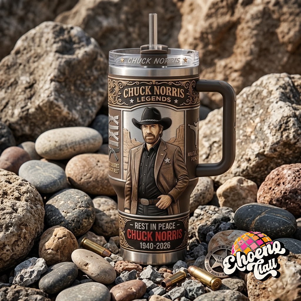 Chuck Norris Legends Series Rest In Peace 1940-2026 Walker Texas Ranger Tumbler - Detail View