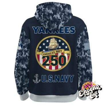 New York Yankees U.S. Navy 250th Birthday Celebration Night Game Custom Name Hoodie