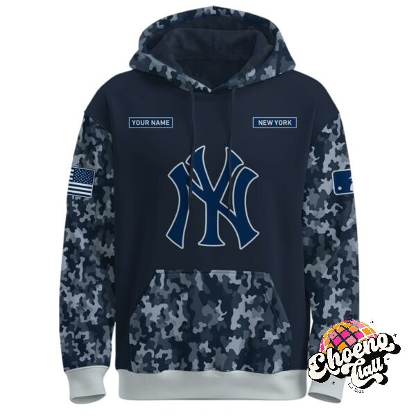 New York Yankees U.S. Navy 250th Birthday Celebration Night Game Custom Name Hoodie - Detail View