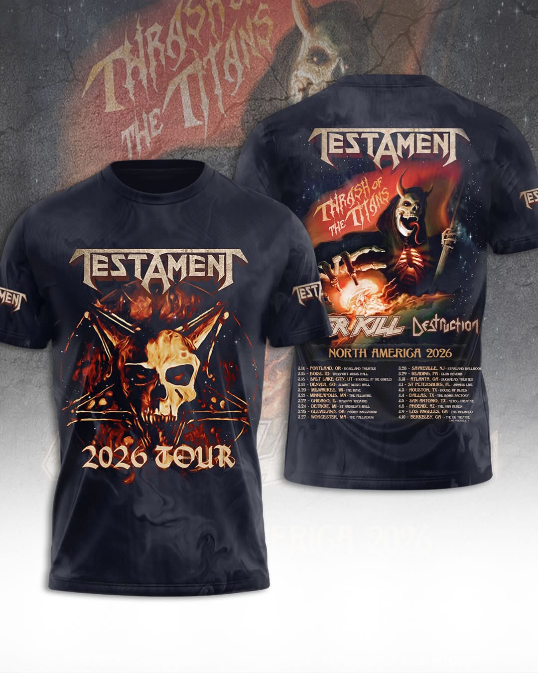 Testament North America 2026 Tour Tshirt - Front View