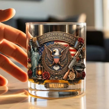 United States of America 250th Anniversary Personalized Whiskey Glass