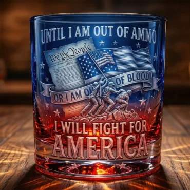 American Patriot Until I Am Out Of Ammo Or Blood Whiskey Glass