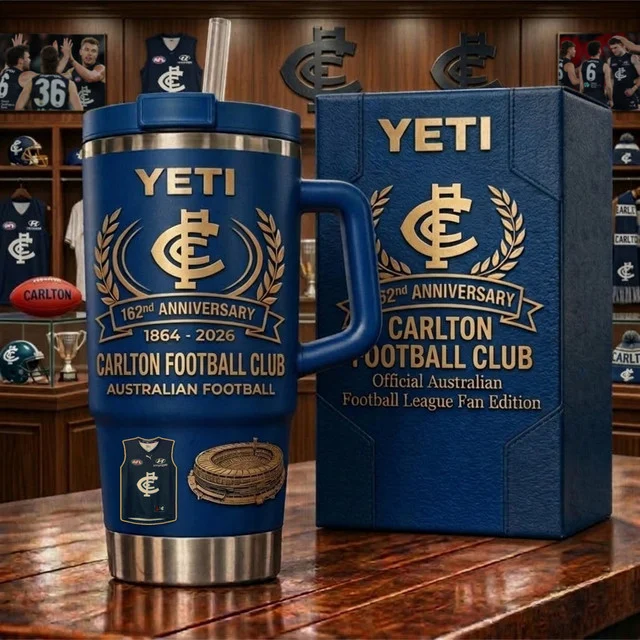 Carlton Football Club 162nd Anniversary 1864 - 2026 Yeti Tumbler - Front View
