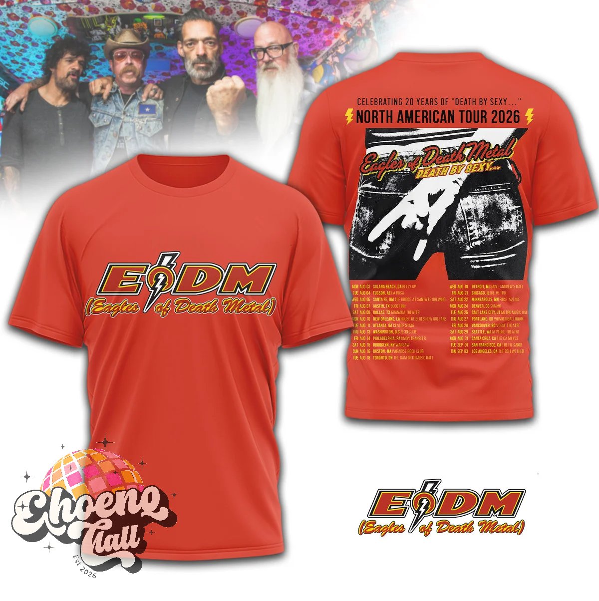 Eagles of Death Metal 20 Years of Death by Sexy North American Tour 2026 T-Shirt - Front View