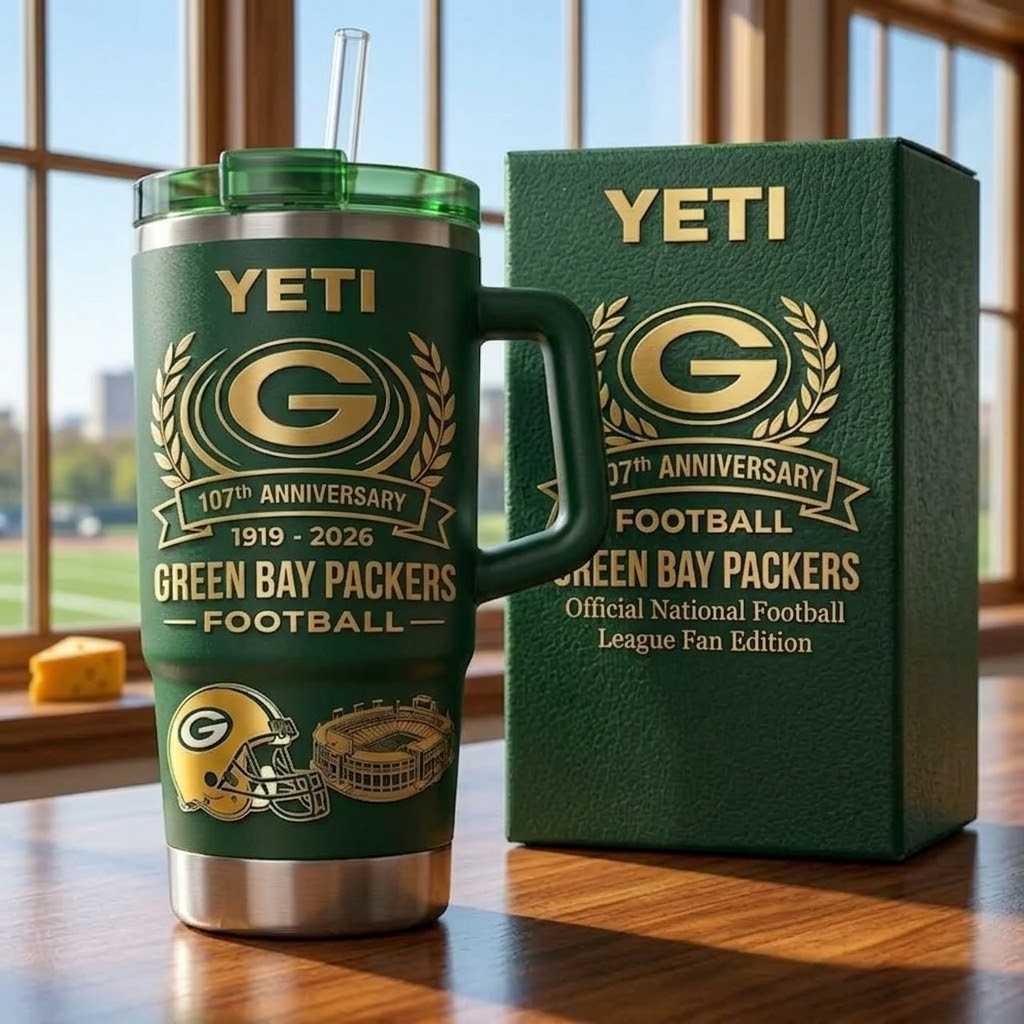 Green Bay Packers 107th Anniversary 1919 - 2026 Yeti Tumbler - Detail View