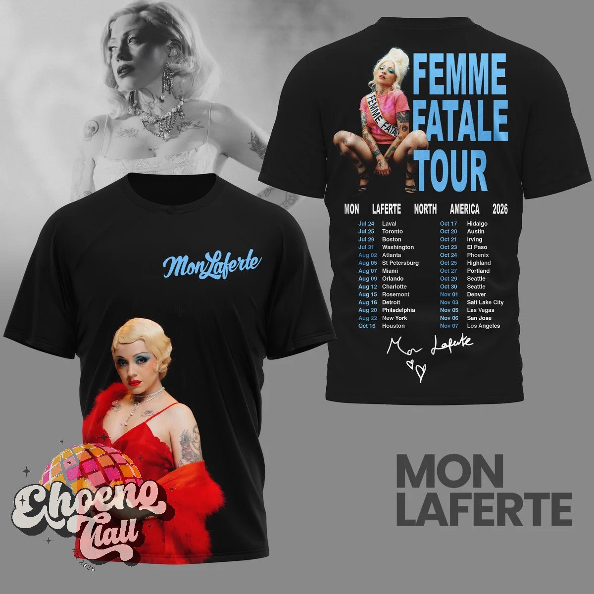 Mon Laferte Femme Fatale North America Tour 2026 T-Shirt - Front View