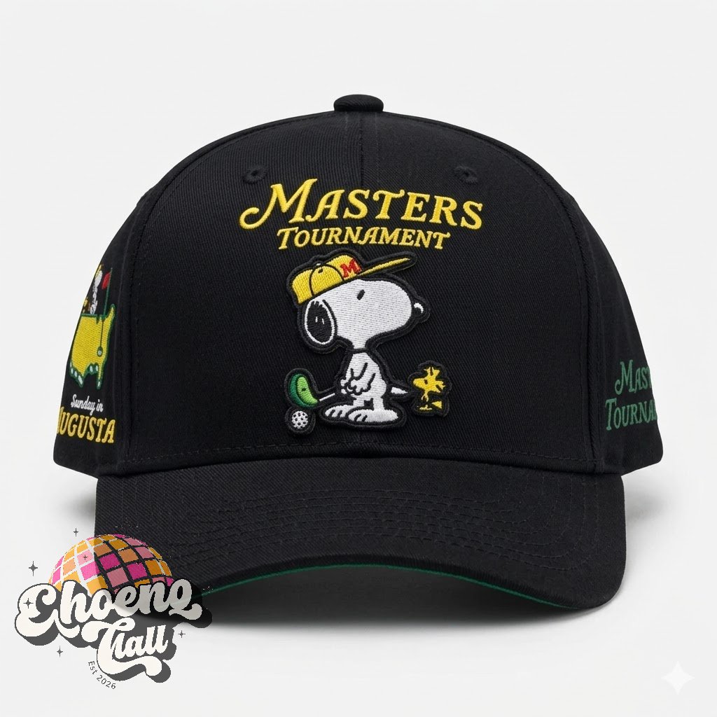 Snoopy Masters Tournament Sunday in Augusta T-Shirt - Detail View