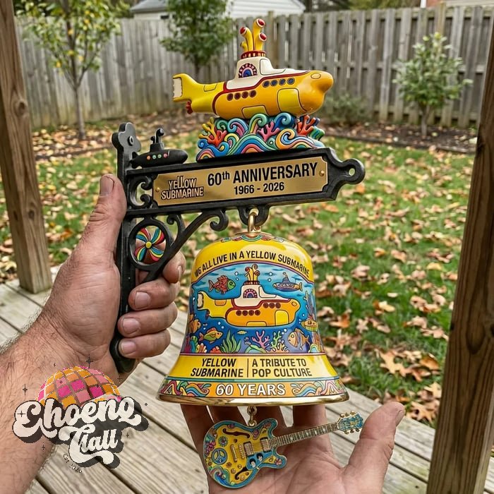 The Beatles Yellow Submarine 60th Anniversary Garden Bell - Detail View