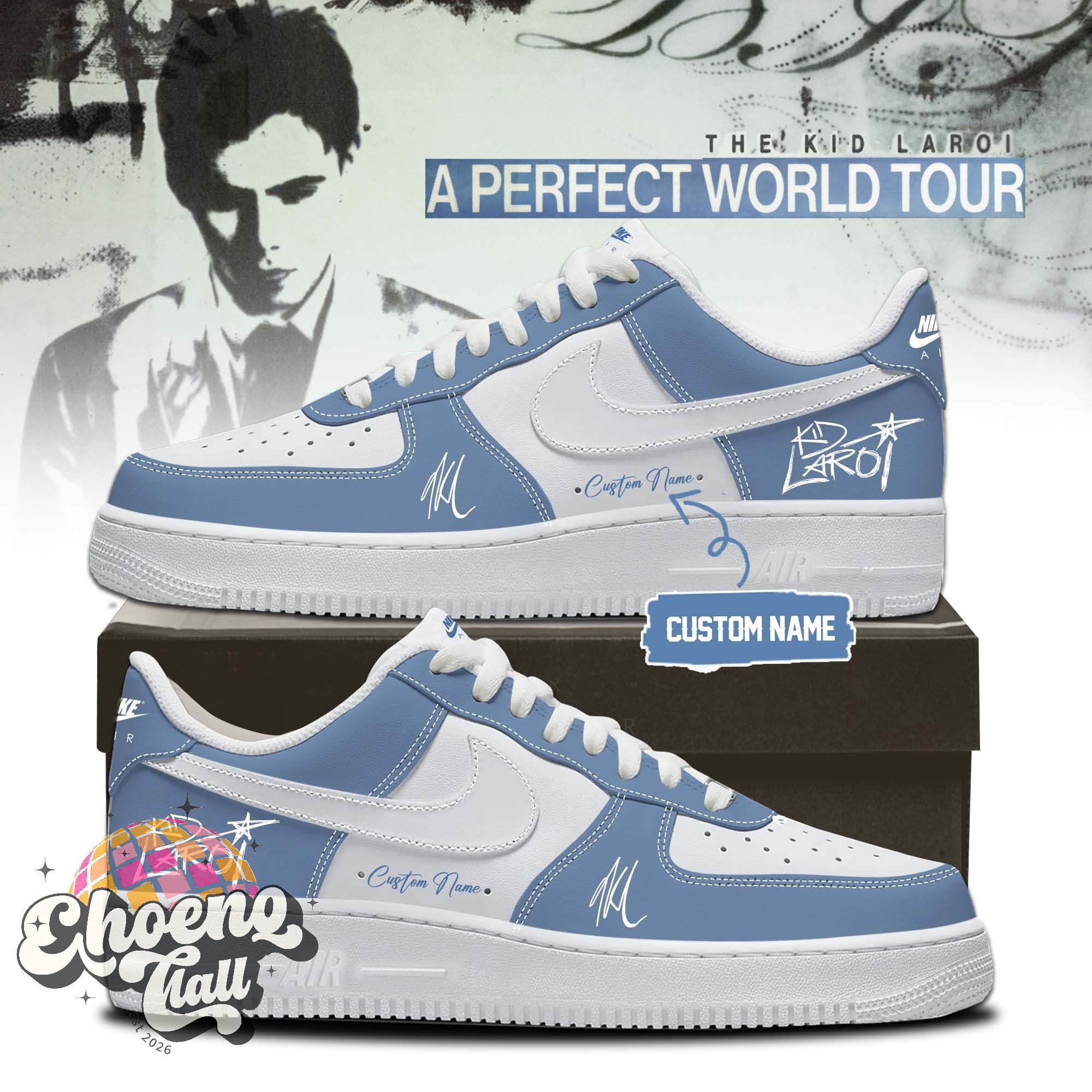 The Kid Laroi A Perfect World Tour Custom Air Force 1 Shoes - Front View